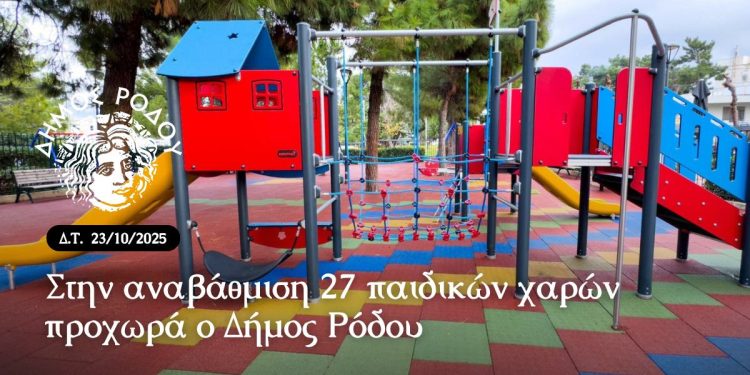 Στην αναβάθμιση 27 παιδικών χαρών προχωρά ο Δήμος Ρόδου