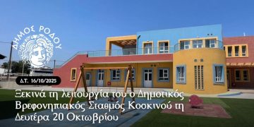 Ξεκινά τη λειτουργία του ο Δημοτικός Βρεφονηπιακός Σταθμός Κοσκινού τη Δευτέρα 20 Οκτωβρίου