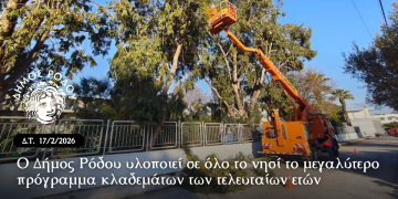 Ο Δήμος Ρόδου υλοποιεί σε όλο το νησί το μεγαλύτερο πρόγραμμα κλαδεμάτων των τελευταίων ετών